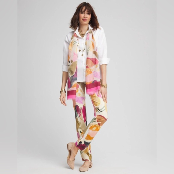 Chico’s Brigitte™ Abstract Floral Slub Pants - Picture 2 of 12
